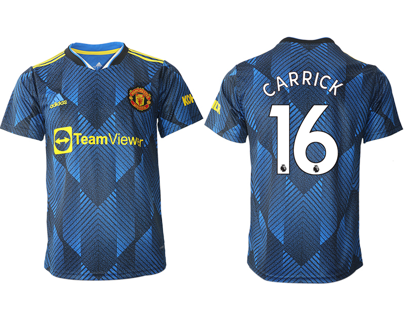 Men 2021-2022 Club Manchester United Second away aaa version blue #16 Soccer Jersey